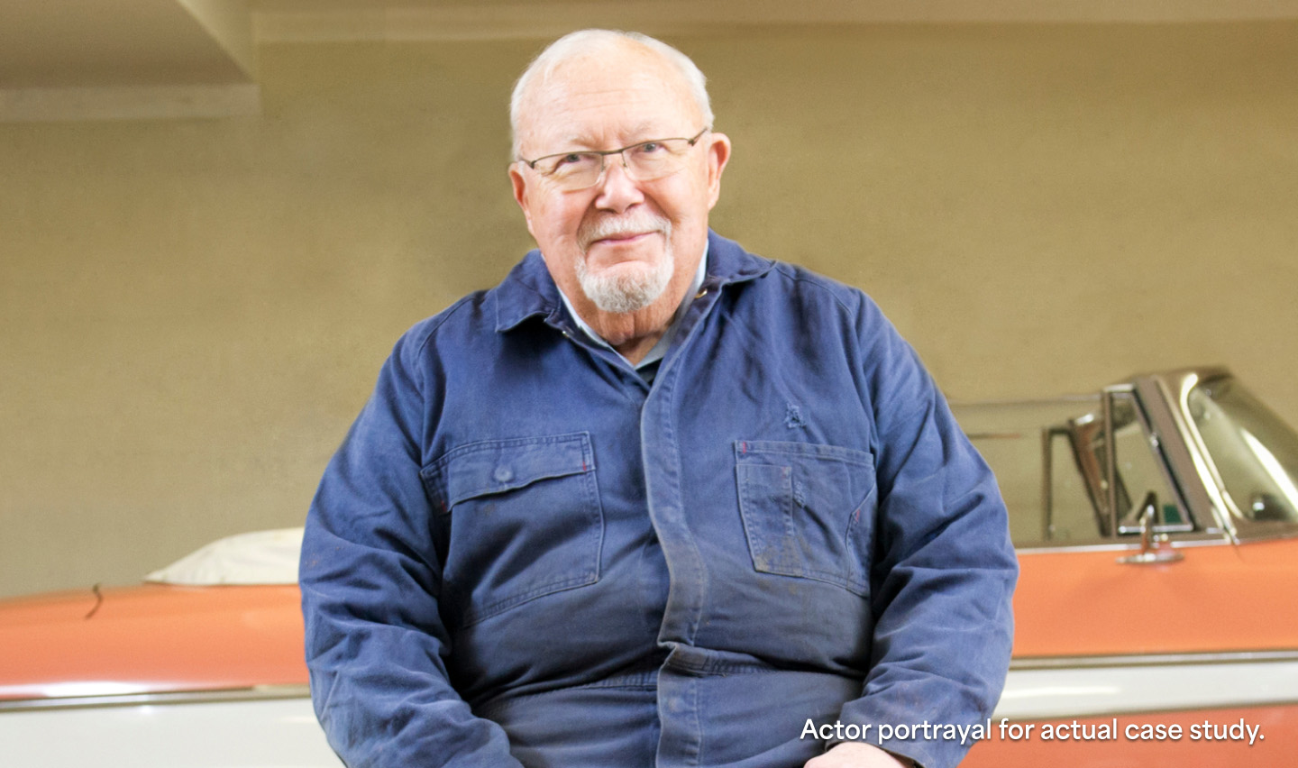 Image of actor portrayal for actual case studies (high-risk, patient with newly diagnosed prostate cancer)