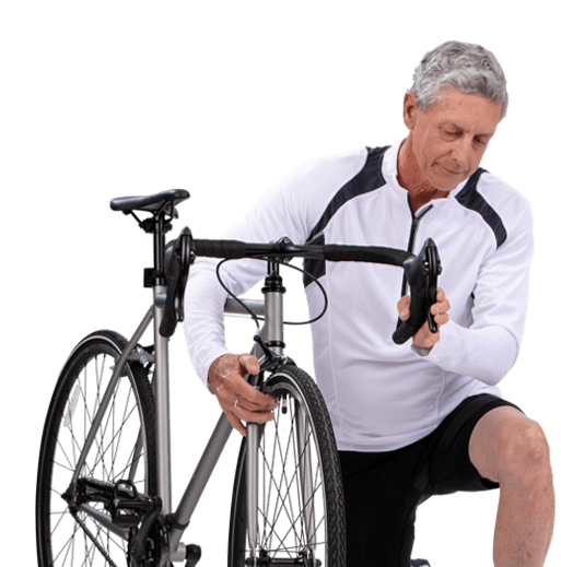 Man checking his bicycle